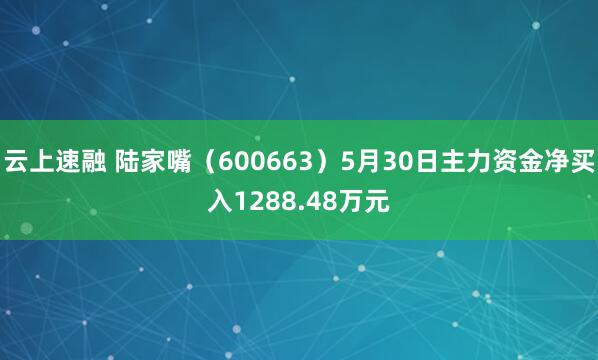 云上速融 陆家嘴（600663）5月30日主力资金净买入1288.48万元
