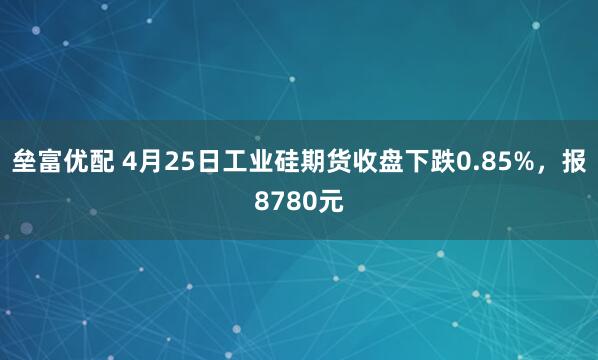 垒富优配 4月25日工业硅期货收盘下跌0.85%，报8780元