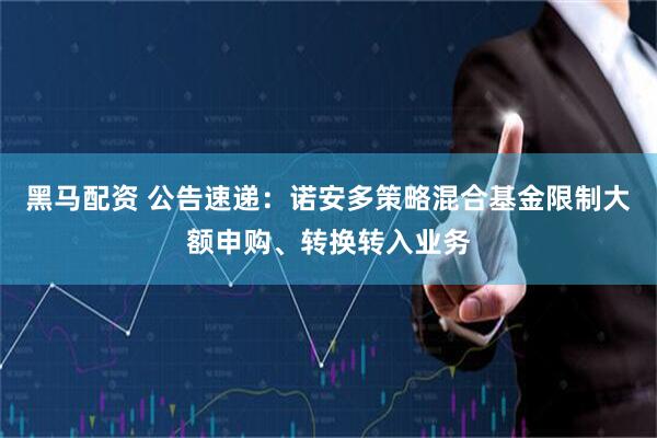 黑马配资 公告速递：诺安多策略混合基金限制大额申购、转换转入业务